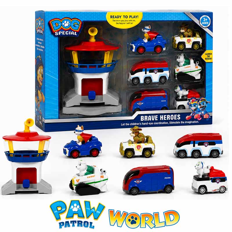 ماشین بازی سگ‌های نگهبان با برج مراقبت مدل Paw Patrol PT 9522 | مجموعه 7 عددی